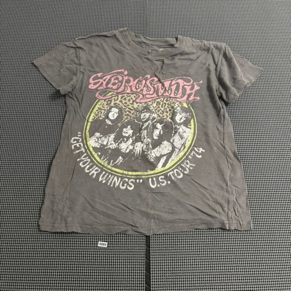 Aerosmith Get Your Wings 1974 US Tour Women's XS Gray Graphic Band T-Shirt
